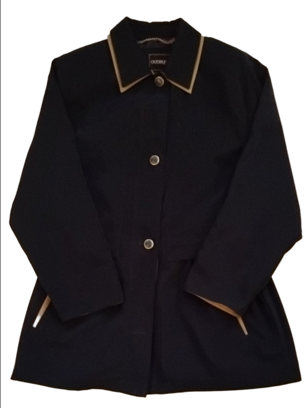 Navy Pea Coat with Cream Contrast Trim